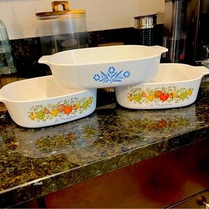 Corningware White and Blue Bakeware Set